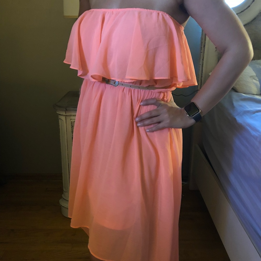Orange high low dress